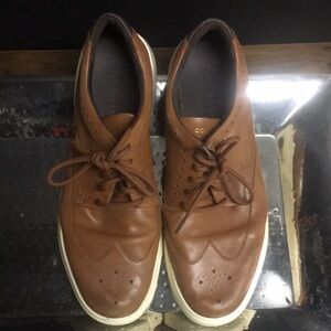 Cole Haan Brown Leather Oxfords with Brogue Detailing
